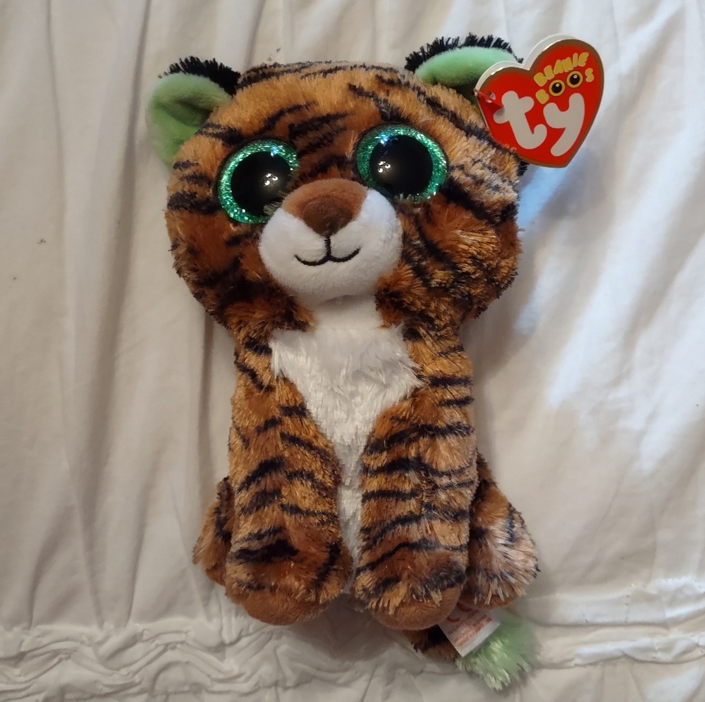 Ty Beanie Boo Tiger Plush - Brown & Green
